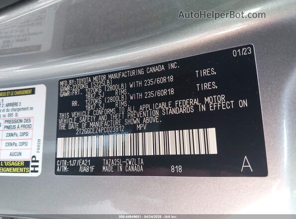 2T2GGCEZ4PC023912 2023 LEXUS NX 350 Silver ძრავის განყოფილების ხედი