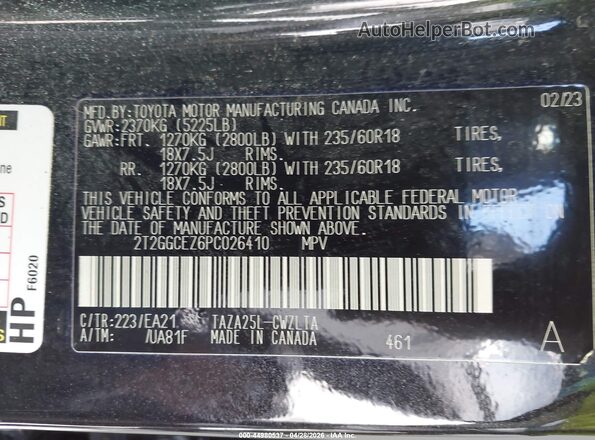 2T2GGCEZ6PC026410 2023 LEXUS NX 350 Black Շարժիչի բաժամունքի տեսք