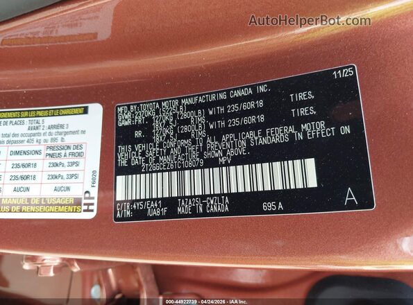 2T2GGCEZ6TC108079 2026 LEXUS NX 350 Champagne Vista del compartimento del motor