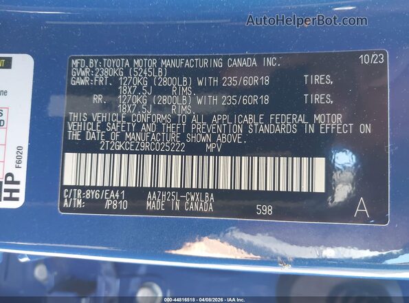 2T2GKCEZ9RC025222 2024 LEXUS NX 350H Blue ძრავის განყოფილების ხედი