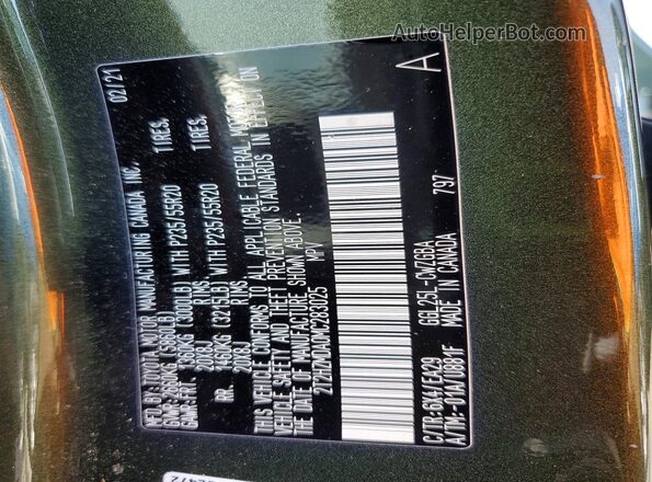 2T2HZMDA0MC283025 2021 LEXUS RX Green 360 interior view