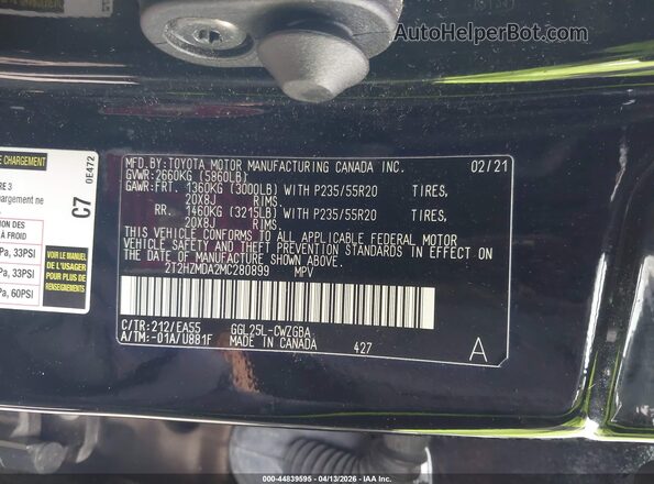 2T2HZMDA2MC280899 2021 LEXUS RX 350 Black Շարժիչի բաժամունքի տեսք