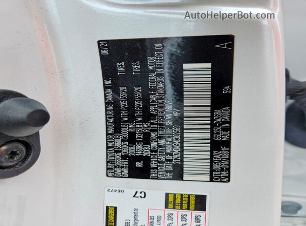 2T2HZMDA5MC302569 2021 LEXUS RX White Вид наклейки з VIN-кодом