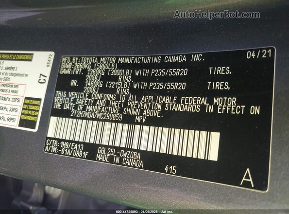 2T2HZMDA7MC290859 2021 LEXUS RX 350 Gray Շարժիչի բաժամունքի տեսք