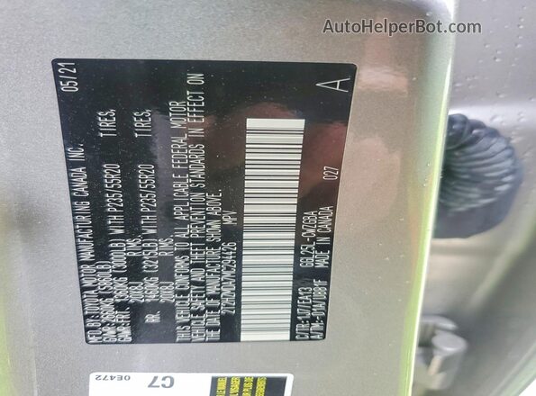 2T2HZMDA7MC294426 2021 LEXUS RX Silver Вид наклейки з VIN-кодом