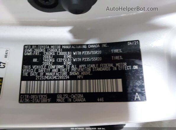 2T2SZMDA5MC289294 2021 LEXUS RX 350 Белый Вид подкапотного пространства