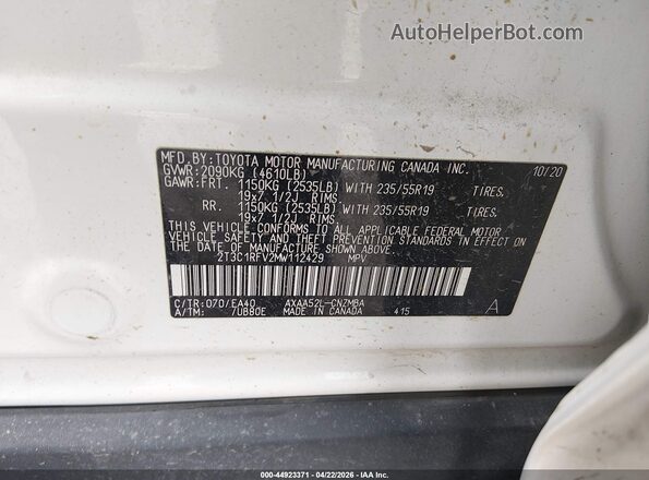 2T3C1RFV2MW112429 2021 TOYOTA LE White ძრავის განყოფილების ხედი