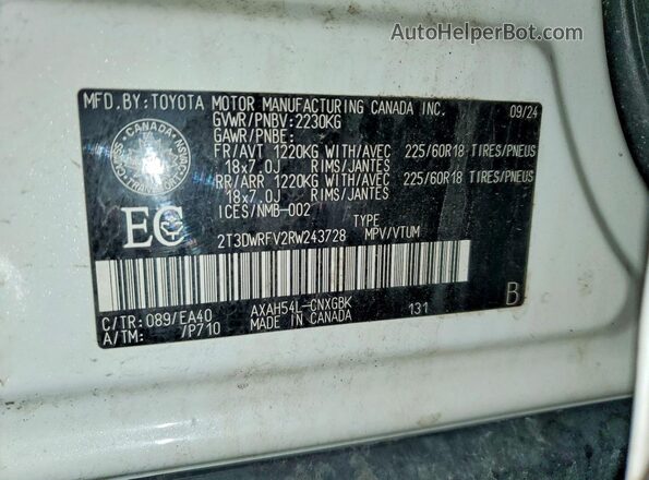 2T3DWRFV2RW243728 2024 TOYOTA RAV White 360 interior view