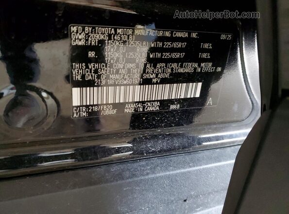 2T3F1RFV9SW601971 2025 TOYOTA RAV Black VIN sticker view