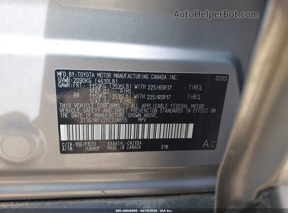 2T3G1RFV2PC338655 2023 TOYOTA LE Silver Շարժիչի բաժամունքի տեսք
