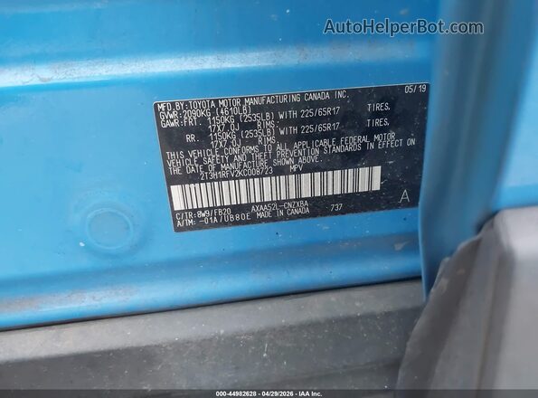 2T3H1RFV2KC008723 2019 TOYOTA LE Blue Engine compartment view