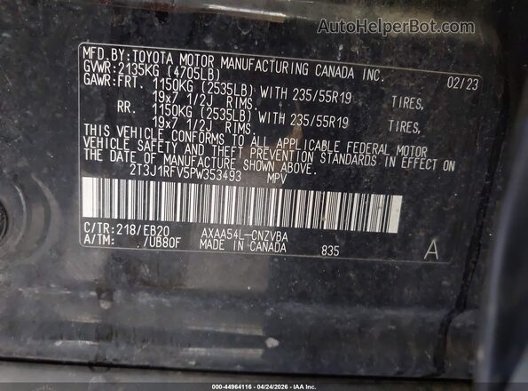 2T3J1RFV5PW353493 2023 TOYOTA RAV4 Черный Вид подкапотного пространства