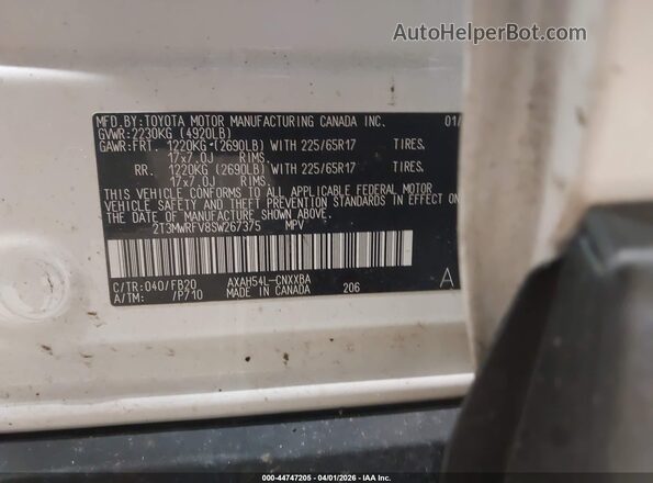 2T3MWRFV8SW267375 2025 TOYOTA LE White Widok komory silnika