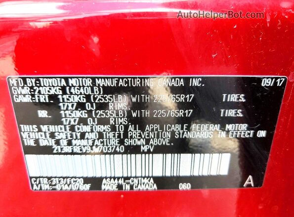 2T3RFREV9JW703740 2018 TOYOTA RAV Red 