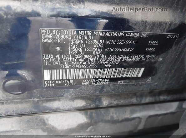 2T3W1RFV0PW252156 2023 TOYOTA LE Blue Շարժիչի բաժամունքի տեսք