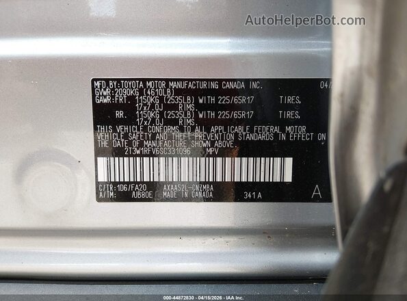 2T3W1RFV6SC331096 2025 TOYOTA LE Silver Engine compartment view