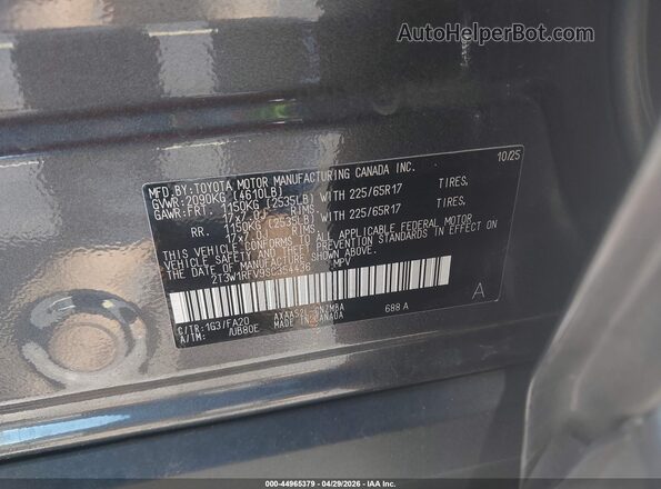 2T3W1RFV9SC354436 2025 TOYOTA LE Gray ძრავის განყოფილების ხედი