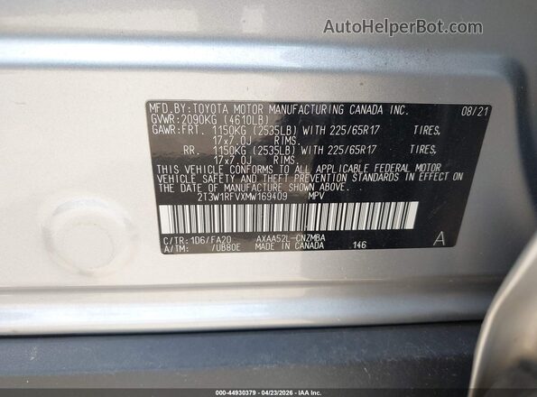 2T3W1RFVXMW169409 2021 TOYOTA LE Silver Widok komory silnika