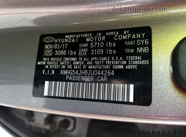 KMHG54JH8JU044264 2018 GENESIS G90 Gray უკანა სალონის ხედი