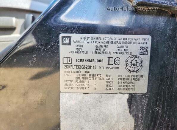 2GKFLTEK8G6258110 2016 GMC TERRAIN Black 