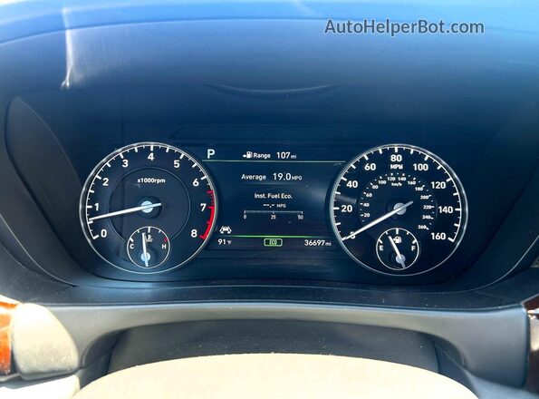 KMHG54JH8JU044264 2018 GENESIS G90 Gray ხელსაწყოთა პანელის ხედი