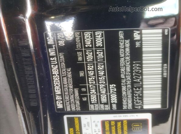 4JGFF5KE1LA273991 2020 MERCEDES-BENZ GLS Black 