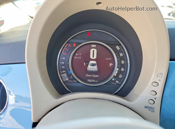 3C3CFFKR6HT697994 2017 FIAT 500 Blue Vista del cuadro de instrumentos