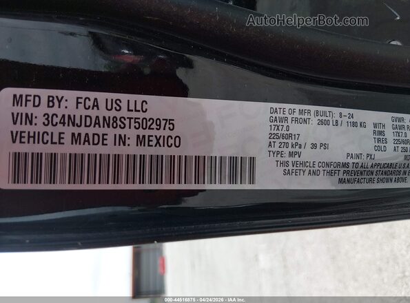 3C4NJDAN8ST502975 2025 JEEP COMPASS Black Widok komory silnika