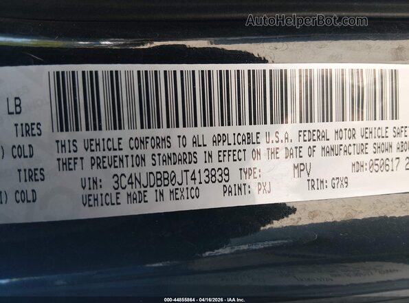 3C4NJDBB0JT413839 2018 JEEP COMPASS Черный Вид подкапотного пространства