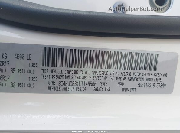3C4NJDBB1LT148500 2020 JEEP COMPASS Белый Вид подкапотного пространства