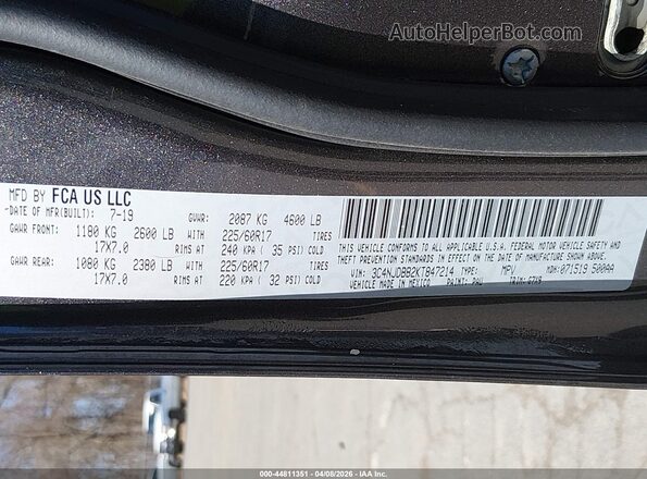 3C4NJDBB2KT847214 2019 JEEP COMPASS Black Engine compartment view