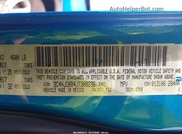 3C4NJDBB4JT308236 2018 JEEP COMPASS Blue 