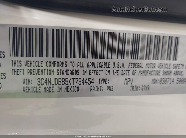 3C4NJDBB5KT734454 2019 JEEP COMPASS White ძრავის განყოფილების ხედი