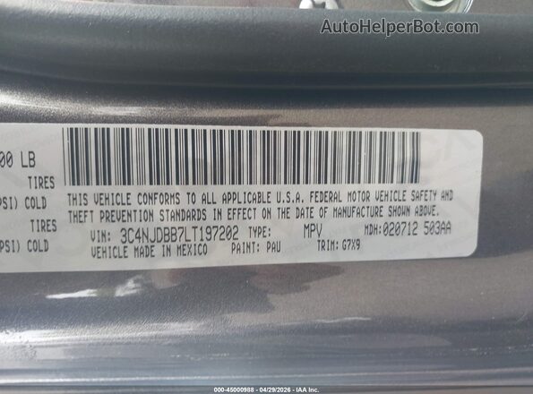 3C4NJDBB7LT197202 2020 JEEP COMPASS Серый Вид подкапотного пространства