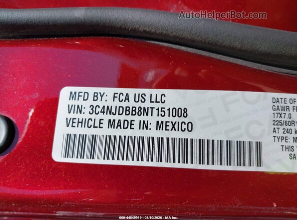 3C4NJDBB8NT151008 2022 JEEP COMPASS Burgundy Engine compartment view