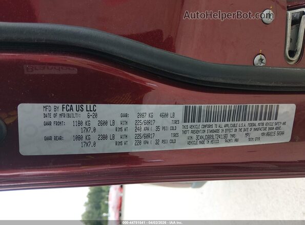 3C4NJDBB9LT241183 2020 JEEP COMPASS Red 