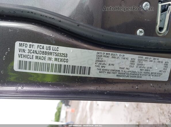 3C4NJDBB9MT503253 2021 JEEP COMPASS Gray Вид підкапотного простору