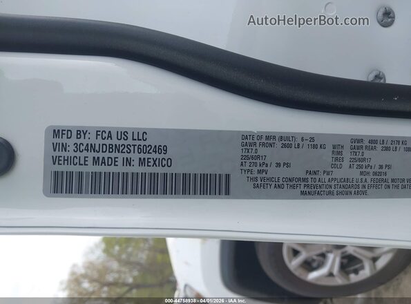 3C4NJDBN2ST602469 2025 JEEP COMPASS White Вид підкапотного простору