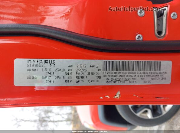 3C4NJDDB5JT116305 2018 JEEP COMPASS Orange Շարժիչի բաժամունքի տեսք
