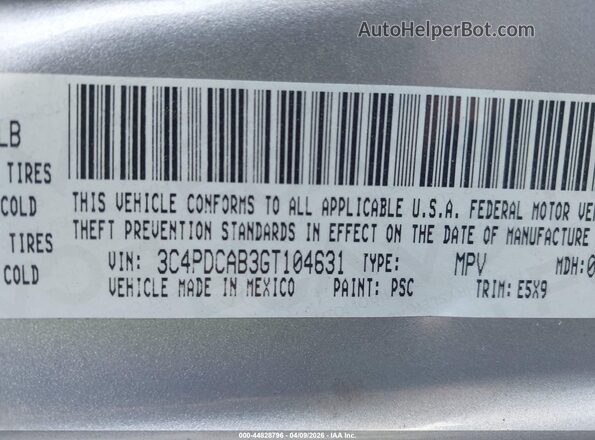 3C4PDCAB3GT104631 2016 DODGE JOURNEY Gray 