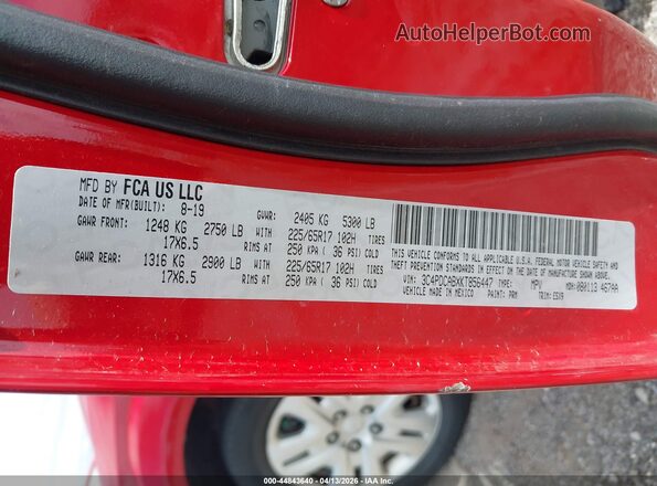 3C4PDCABXKT856447 2019 DODGE JOURNEY Red Vista del compartimento del motor