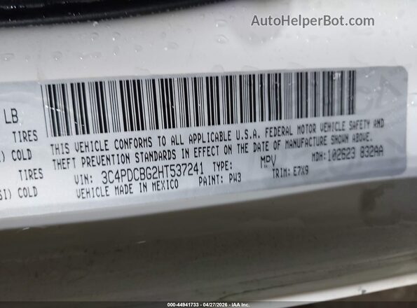 3C4PDCBG2HT537241 2017 DODGE JOURNEY White 