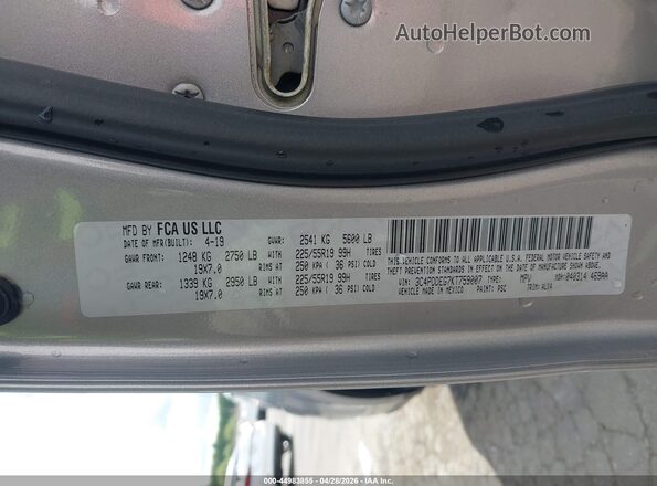 3C4PDDEG7KT759007 2019 DODGE JOURNEY Silver Widok komory silnika