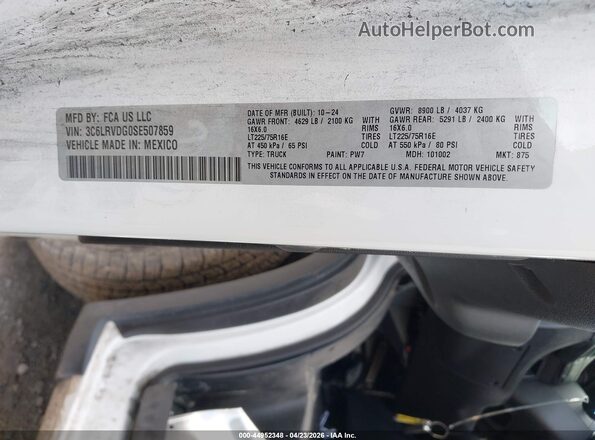 3C6LRVDG0SE507859 2025 RAM PROMASTER 2500 White Շարժիչի բաժամունքի տեսք