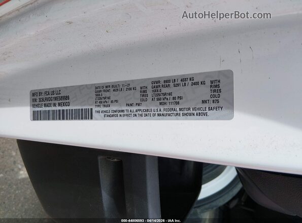 3C6LRVDG1ME589989 2021 RAM PROMASTER 2500 White 