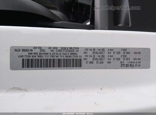 3C6TRVCG1LE126413 2020 RAM PROMASTER 2500 White 