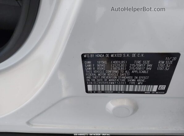 3CZRU5H5XMM712201 2021 HONDA HR-V White Widok komory silnika