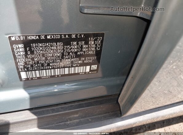 3CZRZ2H38RM750127 2024 HONDA HR-V Blue Widok komory silnika