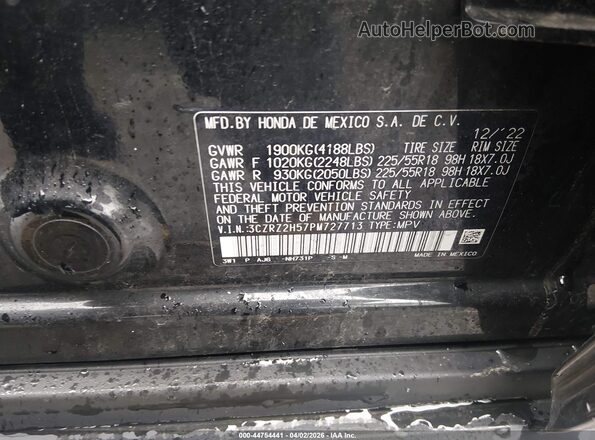 3CZRZ2H57PM727713 2023 HONDA HR-V Черный 