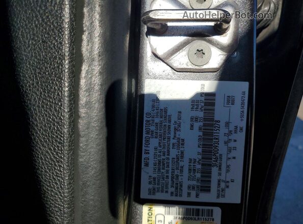3FA6P0D93LR115278 2020 FORD FUSION Gray Շարժիչի բաժամունքի տեսք
